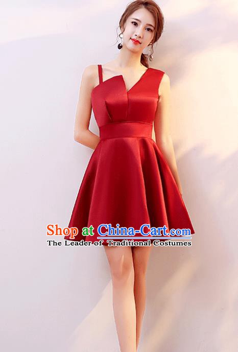 Professional Modern Dance Costume Chorus Group Clothing Bride Toast Wine Red Dress for Women