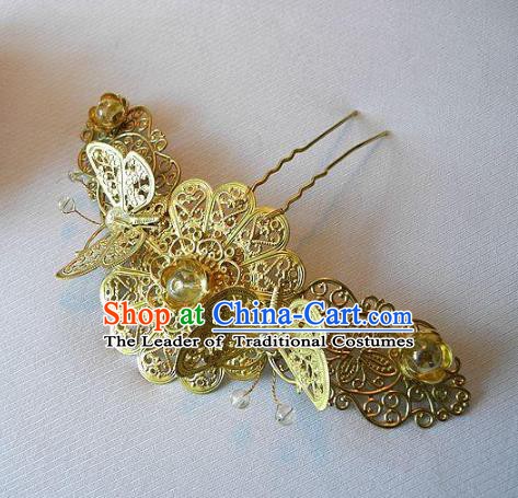 Chinese Handmade Classical Hairpins Hair Accessories Butterfly Hair Stick Ancient Bride Headwear for Women