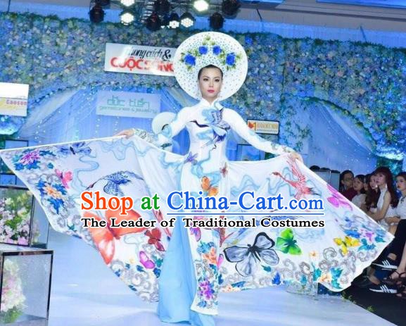 Asian Vietnam National Costume Vietnamese Stage Performance Trational Dress Ao Dai Cheongsam for Women