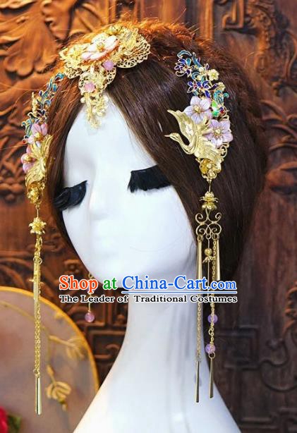 Chinese Handmade Classical Hairpins Tassel Hair Accessories Ancient Bride Headwear for Women