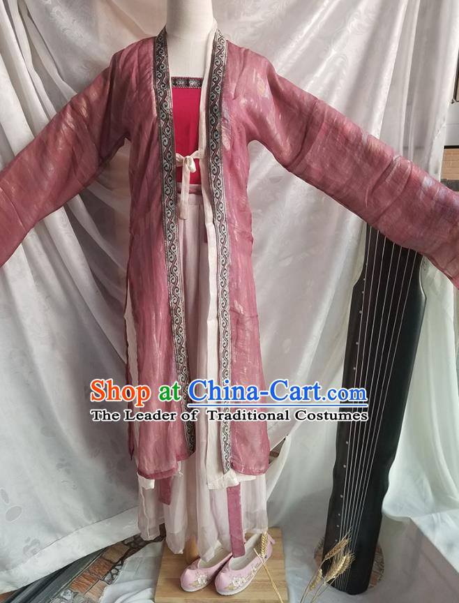 Ancient Chinese Song Dynasty Young Lady Costume, Ancient China Embroidered Clothing for Women