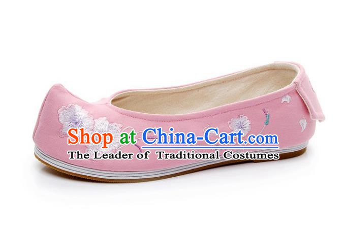 Asian Chinese Wedding Shoes Pink Princess Shoes, Traditional China Handmade Hanfu Shoes Embroidered Shoes