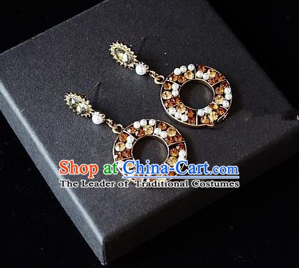 European Western Bride Vintage Jewelry Accessories Eardrop Renaissance Crystal Earrings for Women