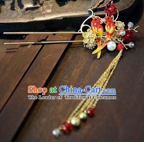 Chinese Handmade Classical Hair Accessories Ancient Hanfu Birds Hairpins for Women