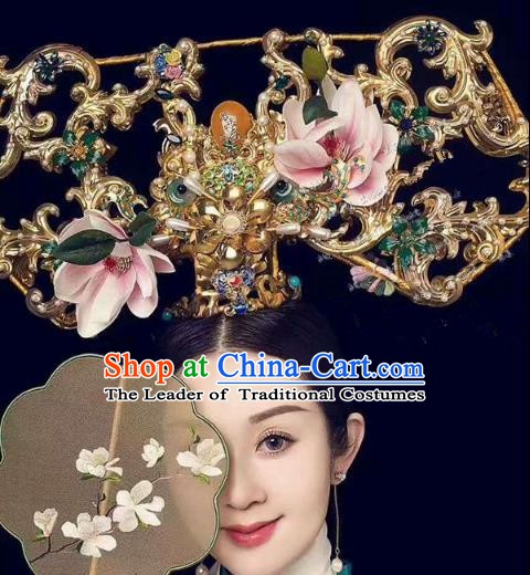 Chinese Handmade Classical Hair Accessories Qing Dynasty Phoenix Coronet Ancient Hanfu Hairpins for Women