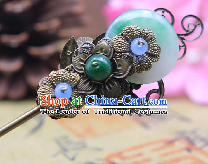 Handmade Chinese Ancient Palace Lady Hair Accessories Hanfu Jade Hairpins for Women