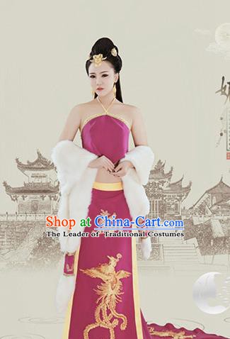China Ancient Tang Dynasty Imperial Consort Sexy Dress Embroidered Hanfu Costume for Women