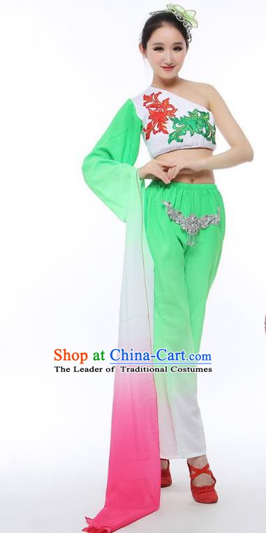 Traditional Chinese Classical Yangge Dance Costume, China Folk Dance Green Clothing for Women