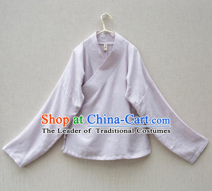 Traditional Chinese National Costume Cheongsam Purple Blouse Tangsuit Shirts for Women
