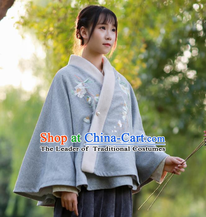 Traditional Chinese National Costume Embroidered Cloak Hanfu Blouse for Women