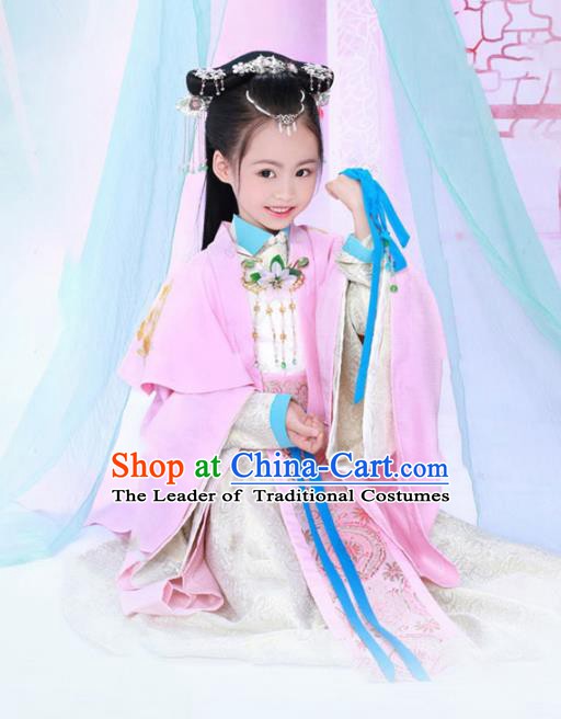 Traditional Chinese Tang Dynasty Royal Princess Nobility Lady Costume for Kids
