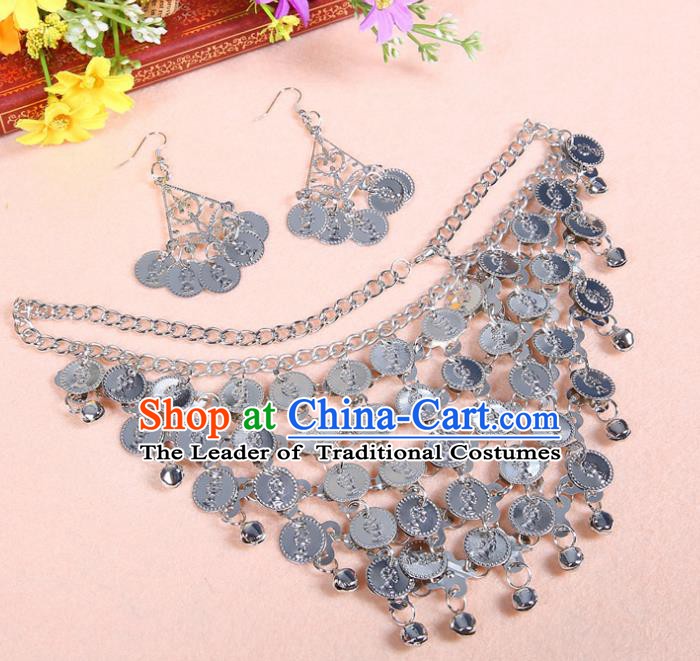Asian Indian Belly Dance Accessories India National Dance Necklace and Earrings for Women