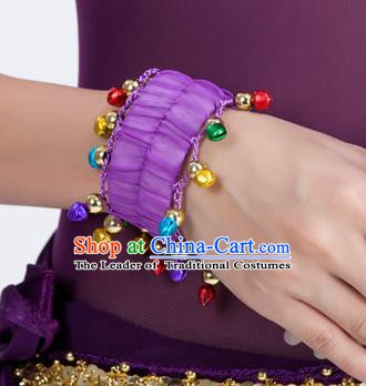 Oriental Indian Belly Dance Accessories Purple Bracelets India Raks Sharki Bells Bangle for Women