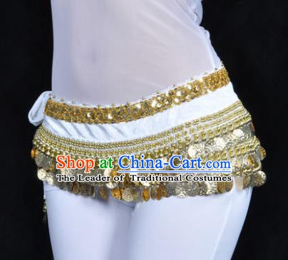 Asian Indian Belly Dance Paillette White Waist Accessories Waistband India Raks Sharki Belts for Women