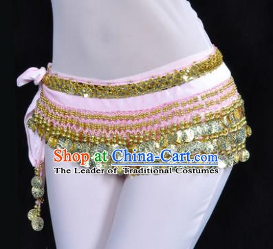 Asian Indian Belly Dance Paillette Pink Waist Accessories Waistband India Raks Sharki Belts for Women