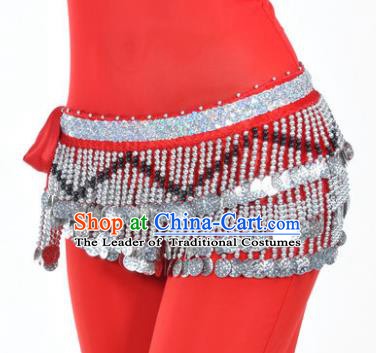 Indian Traditional Belly Dance Paillette Red Belts Waistband India Raks Sharki Waist Accessories for Women