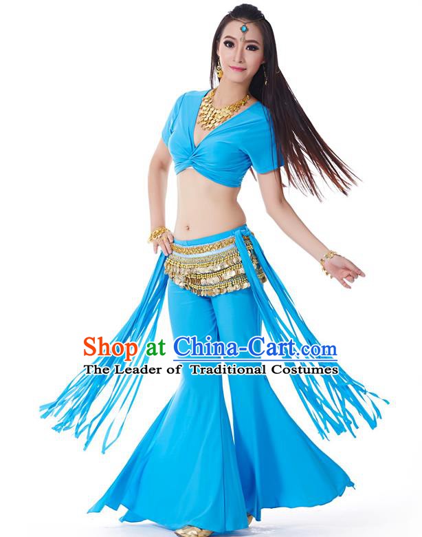 Indian Belly Dance Costume India Raks Sharki Blue Uniform Oriental Dance Clothing for Women