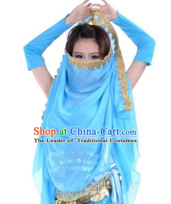 Asian Indian Belly Dance Accessories Yashmak India Traditional Dance Blue Veil for for Women