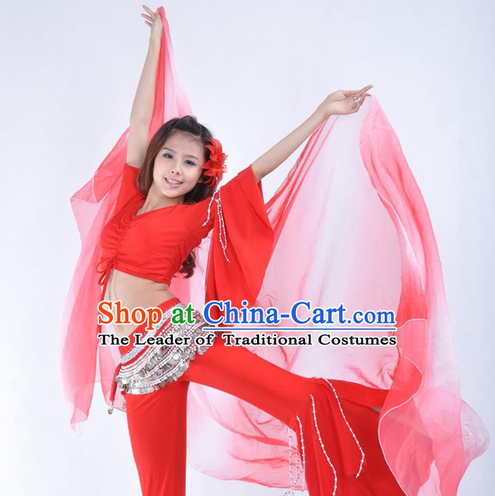 Asian Indian Belly Dance Accessories Red Gauze Kerchief India Traditional Dance Scarf for for Women