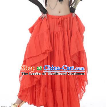 Indian Oriental Belly Dance Costume Orange Bust Skirt, India Raks Sharki Bollywood Dance Clothing for Women