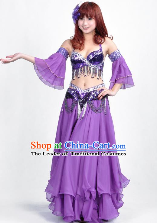Indian Belly Dance Purple Dress Bollywood Oriental Dance Clothing for Women