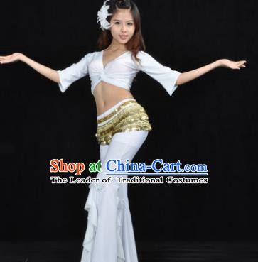 Indian Traditional Belly Dance White Uniform Asian India Oriental Dance Costume for Women