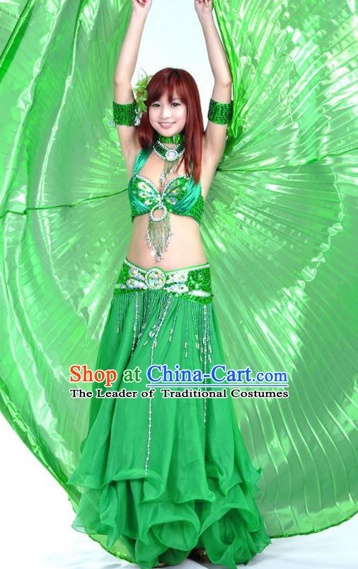 Indian Bollywood Belly Dance Green Dress Clothing Asian India Oriental Dance Costume for Women