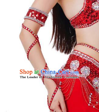 Indian Belly Dance Red Sleevelet India Raks Sharki Accessories Wristlet for Women