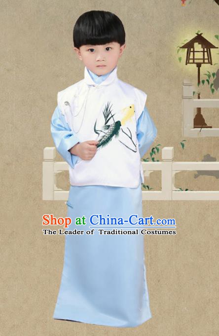 Traditional Chinese Republic of China Nobility Childe Costume Long Robe for Kids