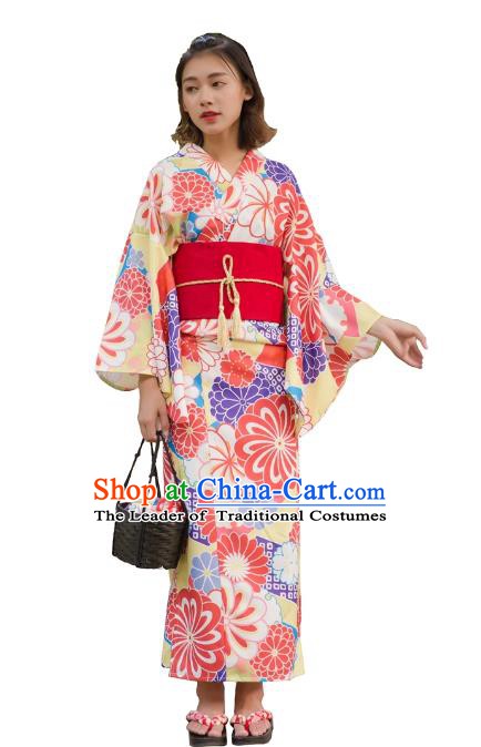 Asian Japanese Traditional Costumes Japan Kimono Printing Bathrobe Clothing for Women