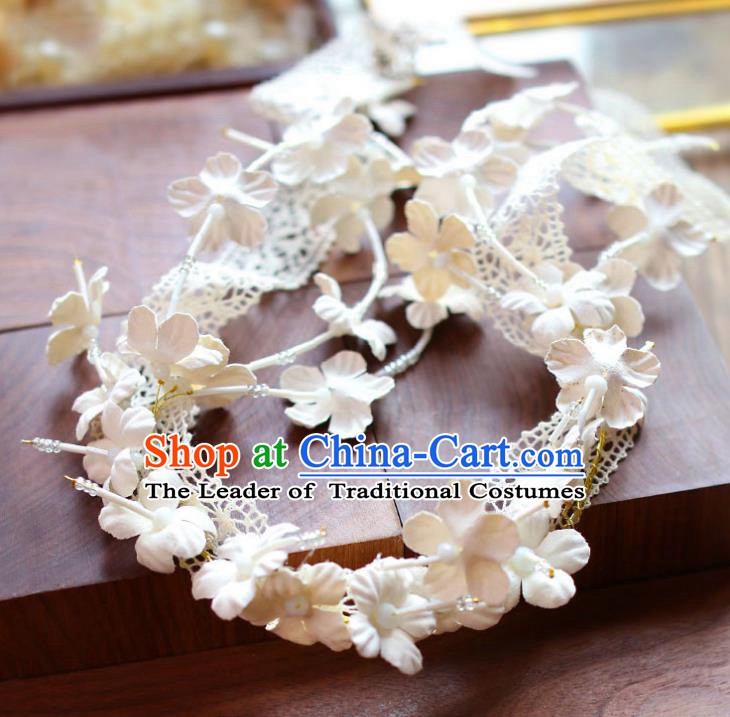 Handmade Classical Wedding Hair Accessories Bride White Flowers Hair Clasp Headband for Women