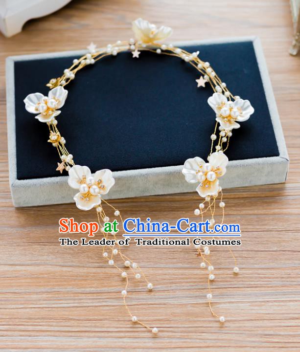 Handmade Classical Wedding Hair Accessories Bride Shell Flowers Hair Clasp Headband for Women