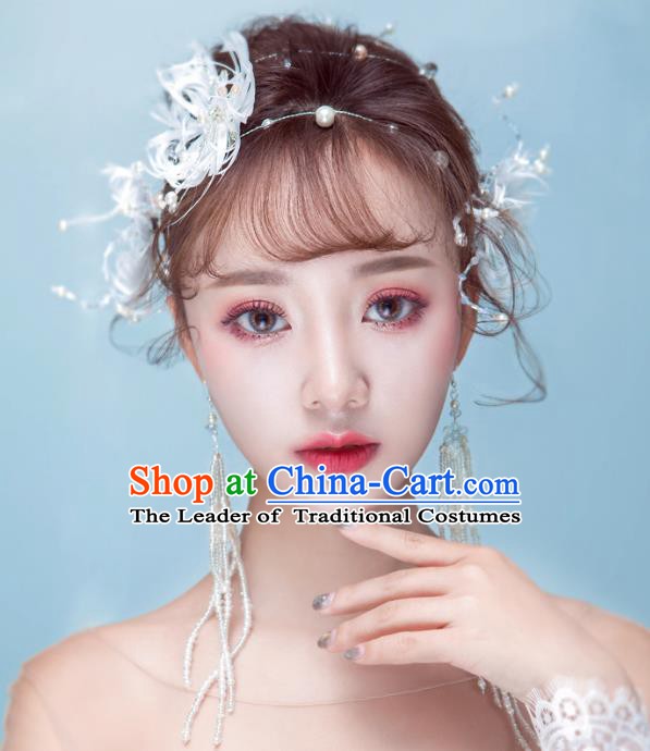 Handmade Classical Wedding Hair Accessories Bride Feather Hair Clasp Headband for Women