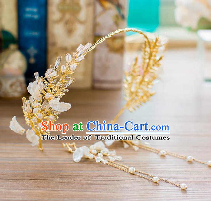 Handmade Classical Wedding Hair Accessories Bride Crystal Shell Hair Clasp Headband for Women