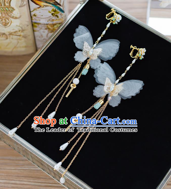 Handmade Classical Wedding Accessories Long Tassel Eardrop Bride Butterfly Earrings for Women