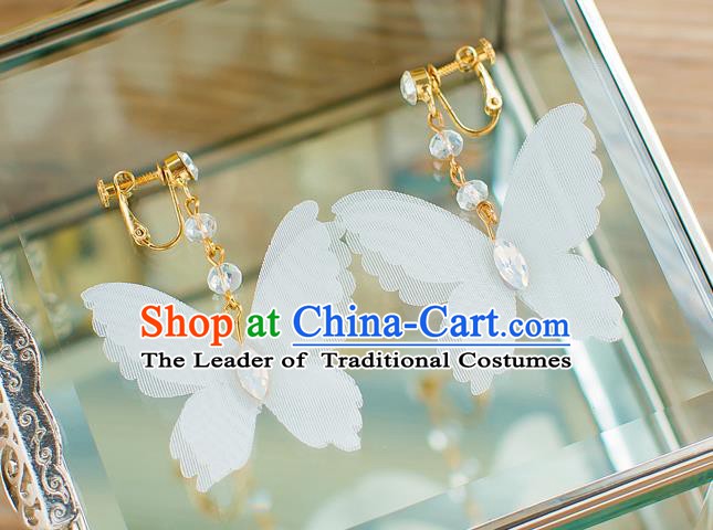 Handmade Classical Wedding Accessories Bride Silk Butterfly Earrings for Women