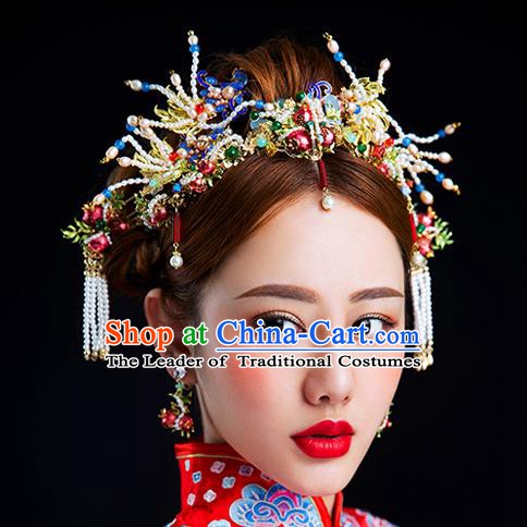 Chinese Handmade Classical Hair Accessories Ancient Bride Hair Clasp Tassel Hairpins for Women