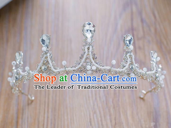 Handmade Classical Hair Accessories Baroque Crystal Royal Crown Hair Clasp Headwear for Women