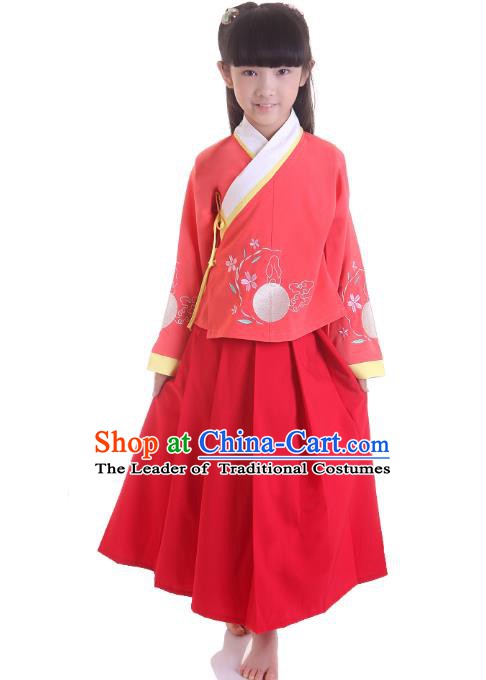 Traditional China Ming Dynasty Girls Costume, Chinese Ancient Princess Hanfu Clothing for Kids