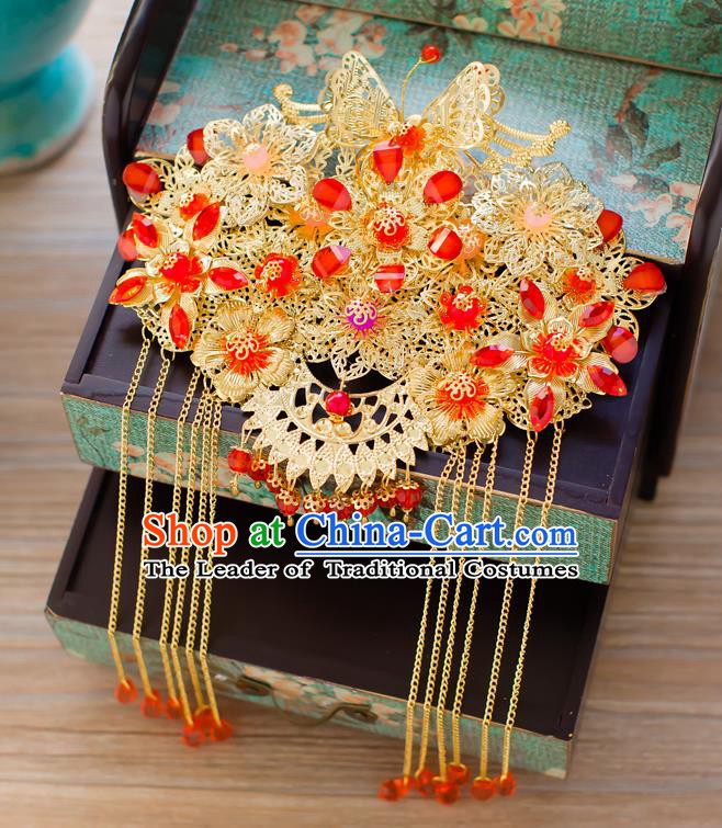 Chinese Handmade Classical Hair Accessories Wedding Hairpins Tassel Frontlet Headwear