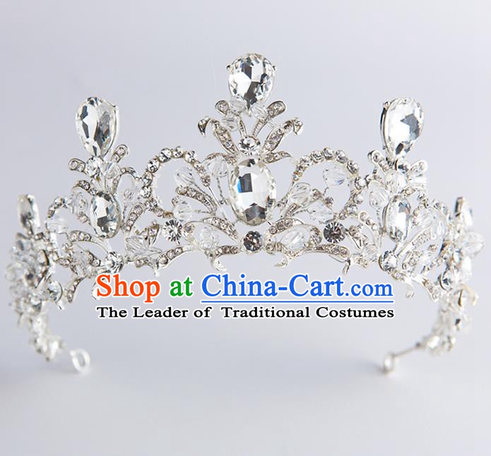 Handmade Classical Hair Accessories Crystal Zircon Royal Crown Baroque Princess Headwear for Women