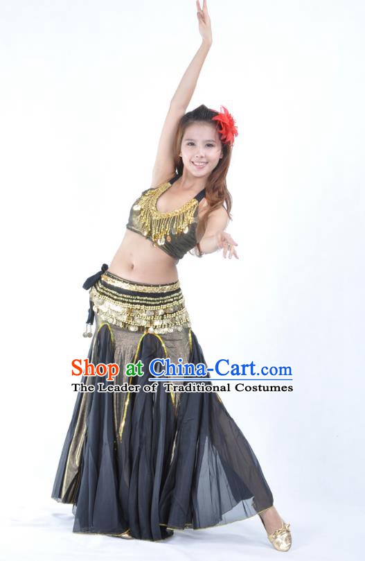 Traditional Indian Bollywood Belly Dance Black Dress Asian India Oriental Dance Costume for Women