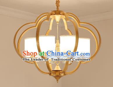Traditional Chinese Gold-framed Ceiling Palace Lanterns Handmade Eight-Lights Lantern Ancient Lamp
