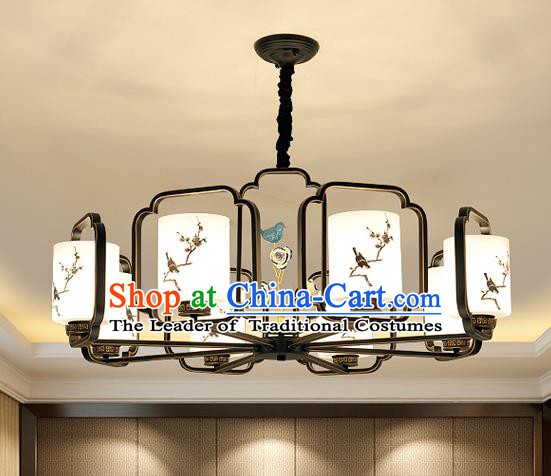 Traditional Chinese Printing Plum Blossom Ceiling Palace Lanterns Handmade Eight-Lights Lantern Ancient Lamp