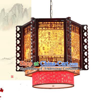 Traditional Chinese Wood Carving Wintersweet Ceiling Palace Lanterns Handmade Lantern Ancient Lamp