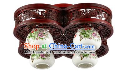 Traditional Chinese Porcelain Ceiling Palace Lanterns Handmade Four-pieces Lantern Ancient Lamp