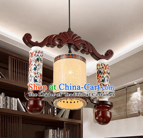 Traditional Chinese Painting Porcelain Hanging Ceiling Palace Lanterns Handmade Lantern Ancient Lamp