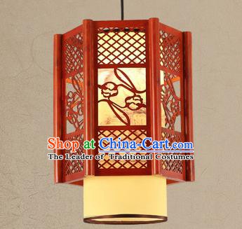 Traditional Asian Wood Carving Lanterns Handmade Ceiling Lantern Ancient Hanging Lamp