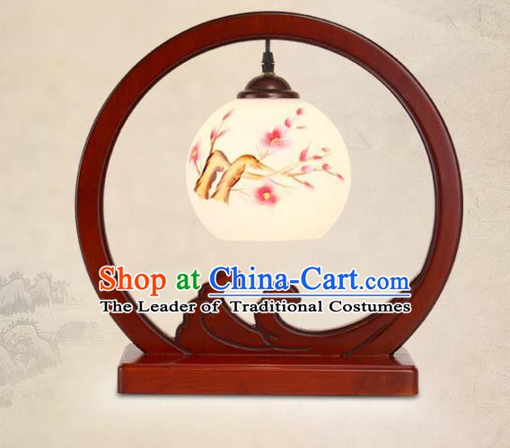 Traditional China Ancient Wood Lanterns Handmade Printing Plum Blossom Table Lantern Ancient Lamp