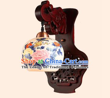 China Handmade Painted Ceramics Lantern Ancient Wood Wall Lanterns Traditional Lamp